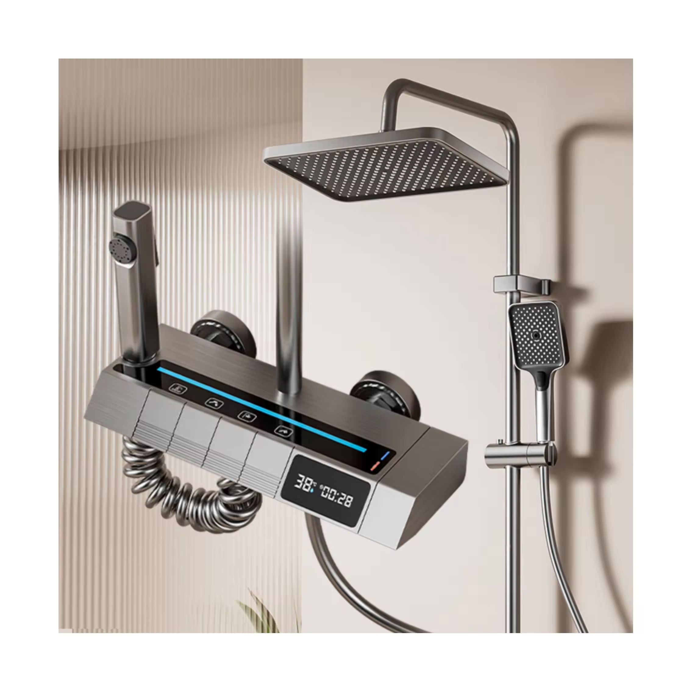 SET DUCHA TECNOLOGICO SANKOB 4S GRAFITO (BOTONERA GR)